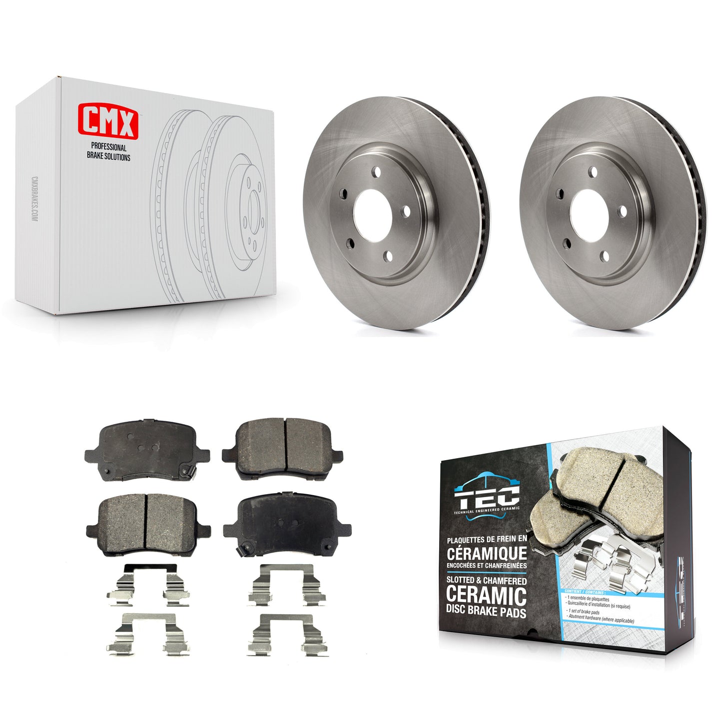 [Avant] Kit de Disque et plaquette (céramique) de frein pour Chevrolet Cobalt Malibu Saturn Ion HHR Pontiac G6 Pursuit K8T-100035