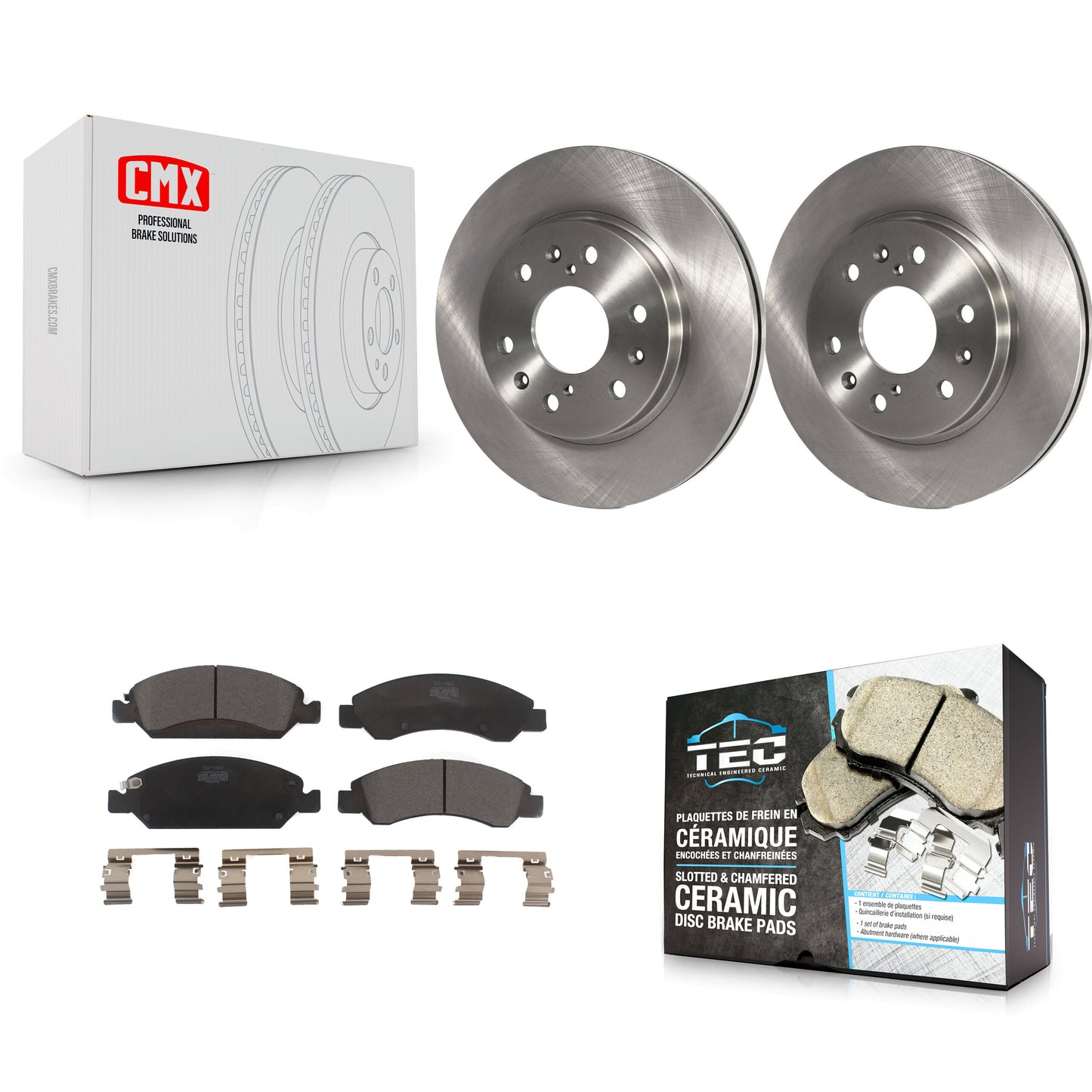 [Avant] Kit de Disque et plaquette (céramique) de frein pour Chevrolet Silverado 1500 GMC Sierra Tahoe Cadillac Yukon Suburban Escalade XL Classic XTS Avalanche ESV Express LD EXT Savana K8T-100047