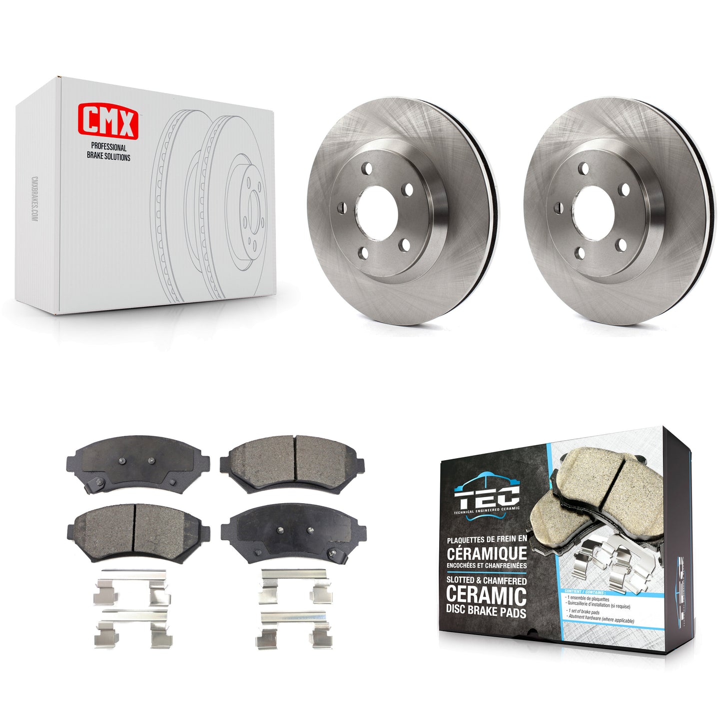 [Avant] Kit de Disque et plaquette (céramique) de frein pour 2005 Chevrolet Impala Buick LeSabre Cadillac DeVille Monte Carlo Pontiac Bonneville Park Avenue K8T-100063