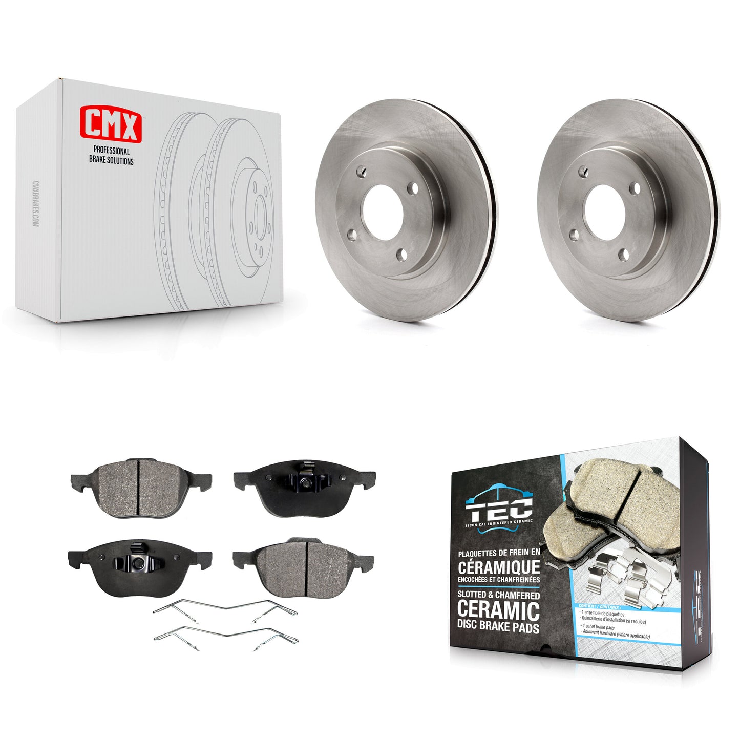 [Avant] Kit de Disque et plaquette (céramique) de frein pour 2004 Ford Focus LX Mid High SE ZTS ZTW ZX3 ZX5 From 04 05 K8T-100117