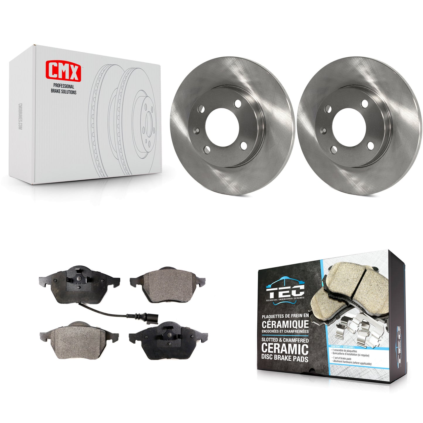 [Avant] Kit de Disque et plaquette (céramique) de frein pour 1996-1998 Volkswagen Jetta 2.8L avec 239mm Diameter Rotor K8T-100251