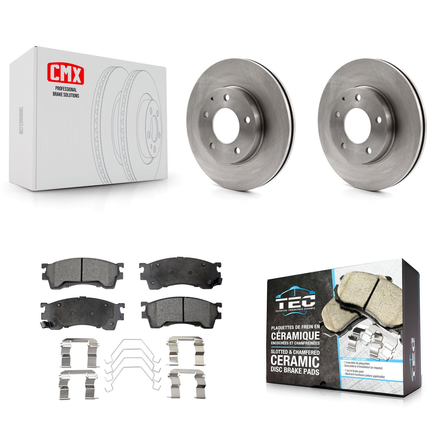 [Avant] Kit de Disque et plaquette (céramique) de frein pour 2002 Mazda 626 2.5L avec Drum rear brakes K8T-100323