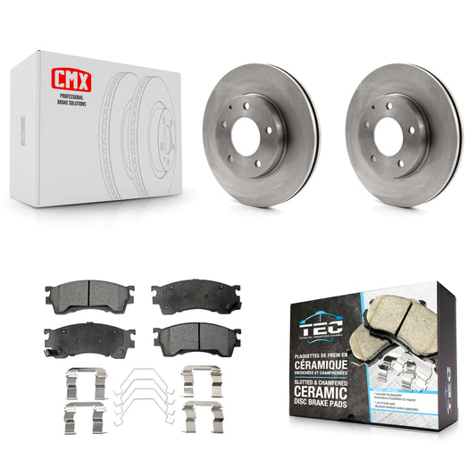 [Avant] Kit de Disque et plaquette (céramique) de frein pour 2002 Mazda 626 2.5L avec Drum rear brakes K8T-100323