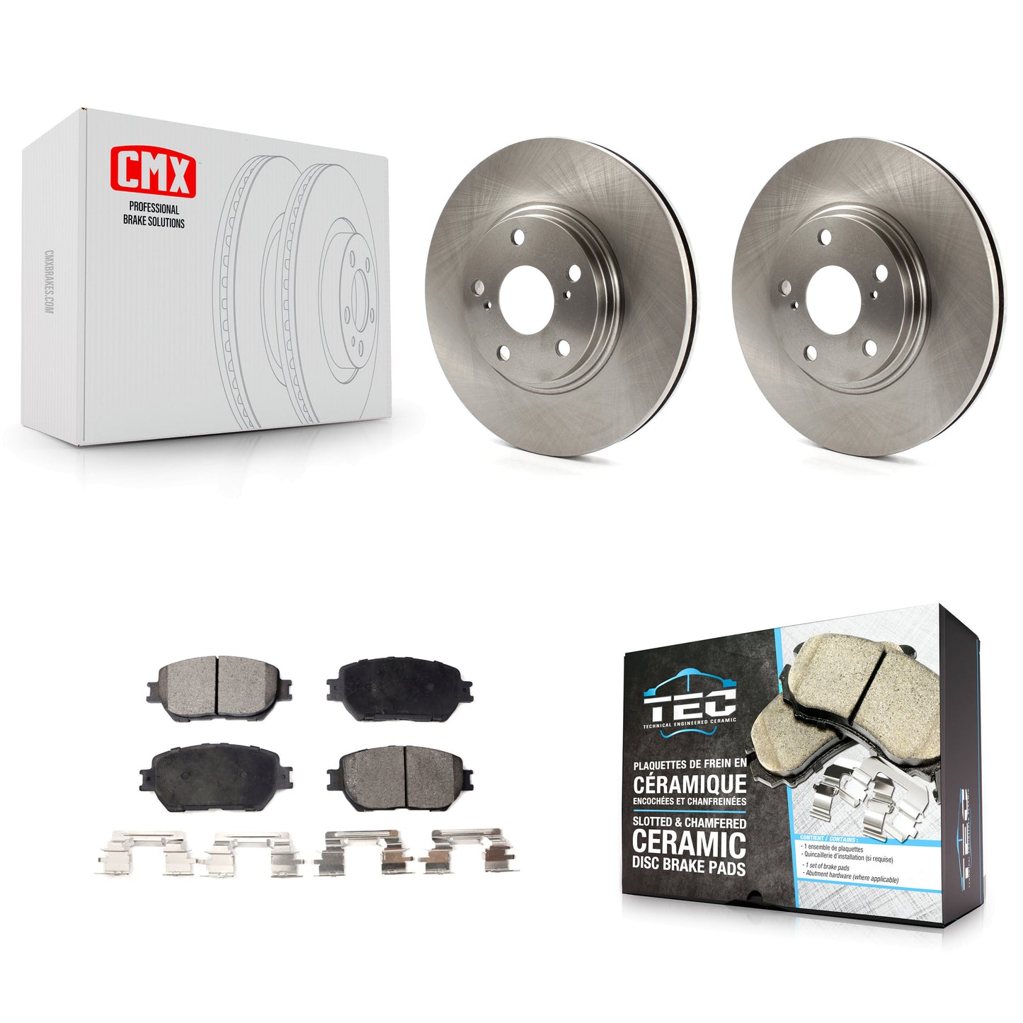 [Avant] Kit de Disque et plaquette (céramique) de frein pour 2002-2004 Toyota Camry avec 296mm Diameter Rotor Stepped Hat Design K8T-100338