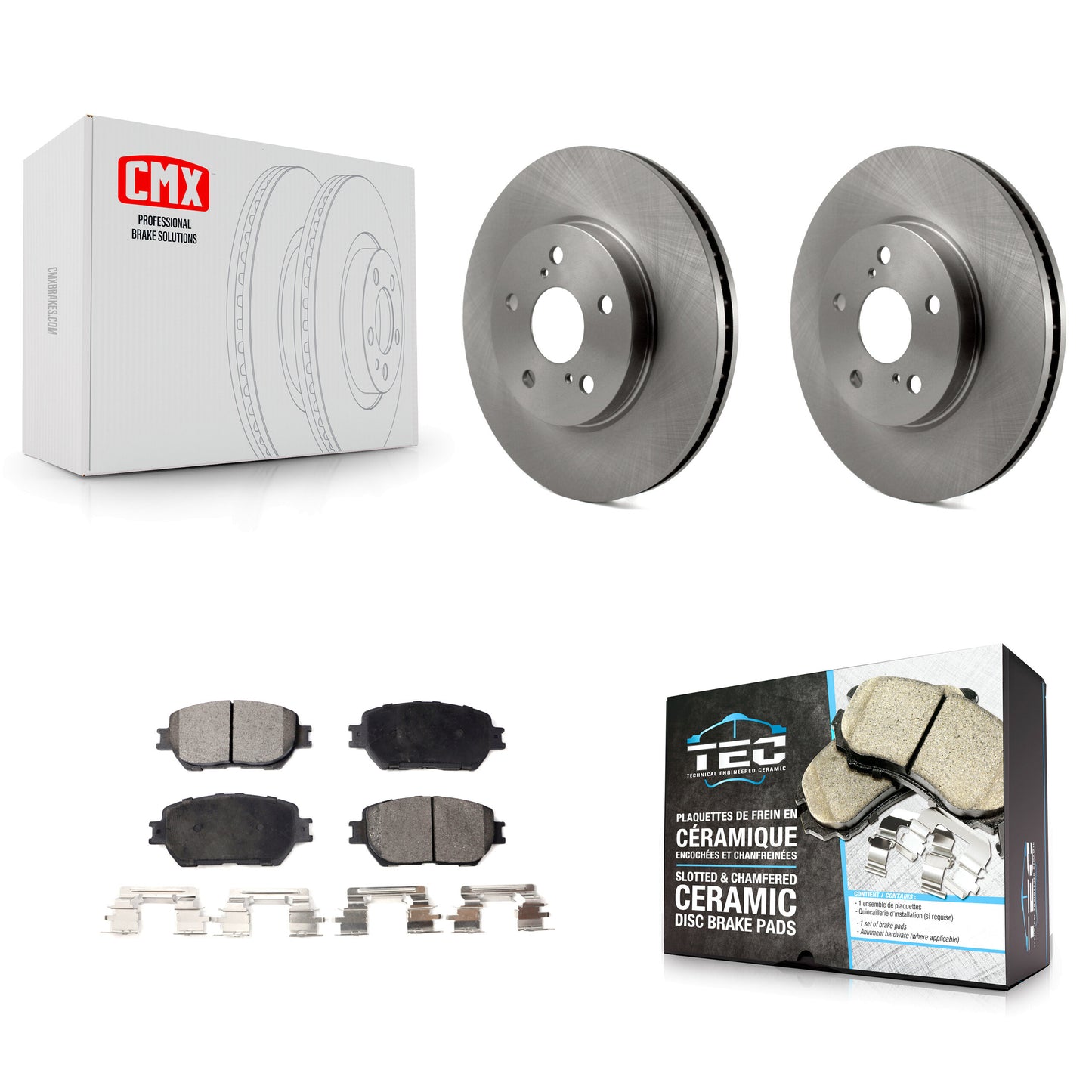 [Avant] Kit de Disque et plaquette (céramique) de frein pour 2002-2004 Toyota Camry avec 296mm Diameter Rotor Straight Hat Design K8T-100384