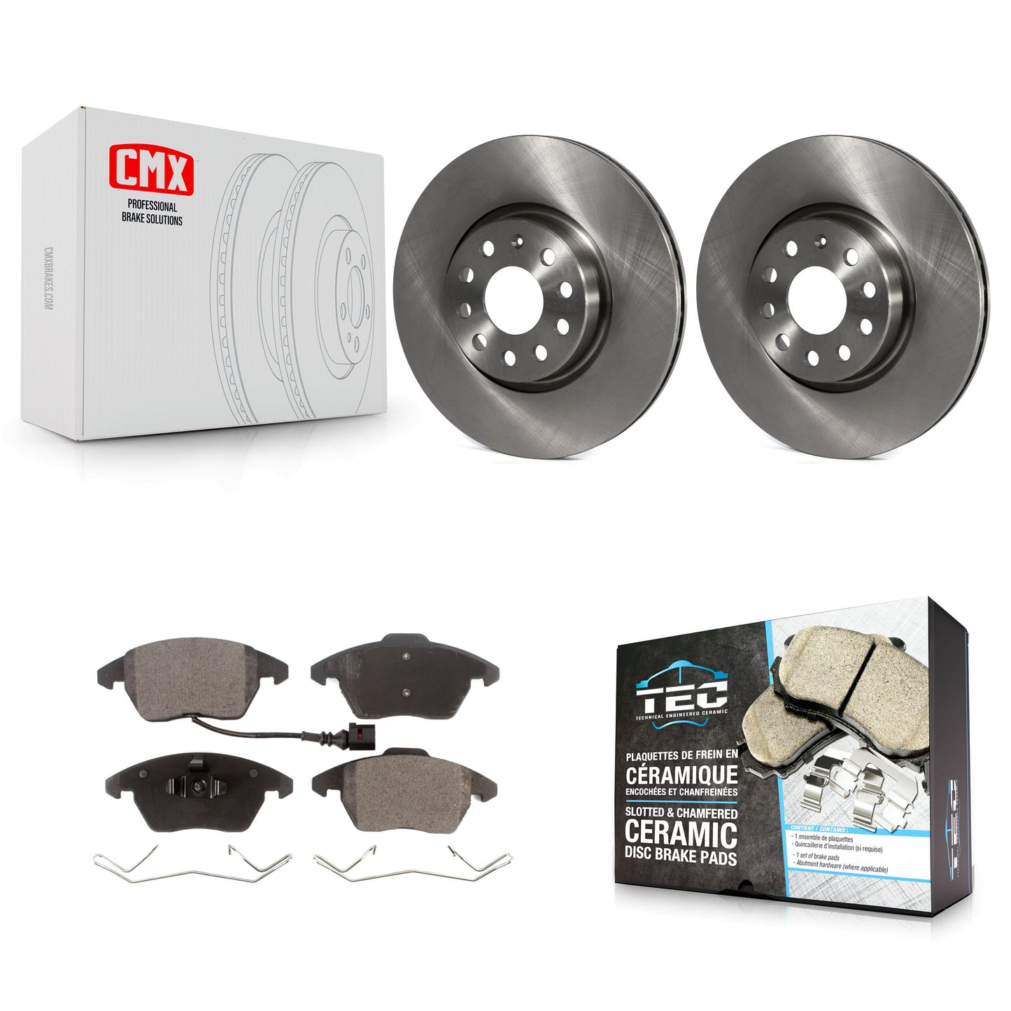 [Avant] Kit de Disque et plaquette (céramique) de frein pour Volkswagen Jetta Beetle CC Passat GTI Eos Audi A3 TT Quattro Golf K8T-100467