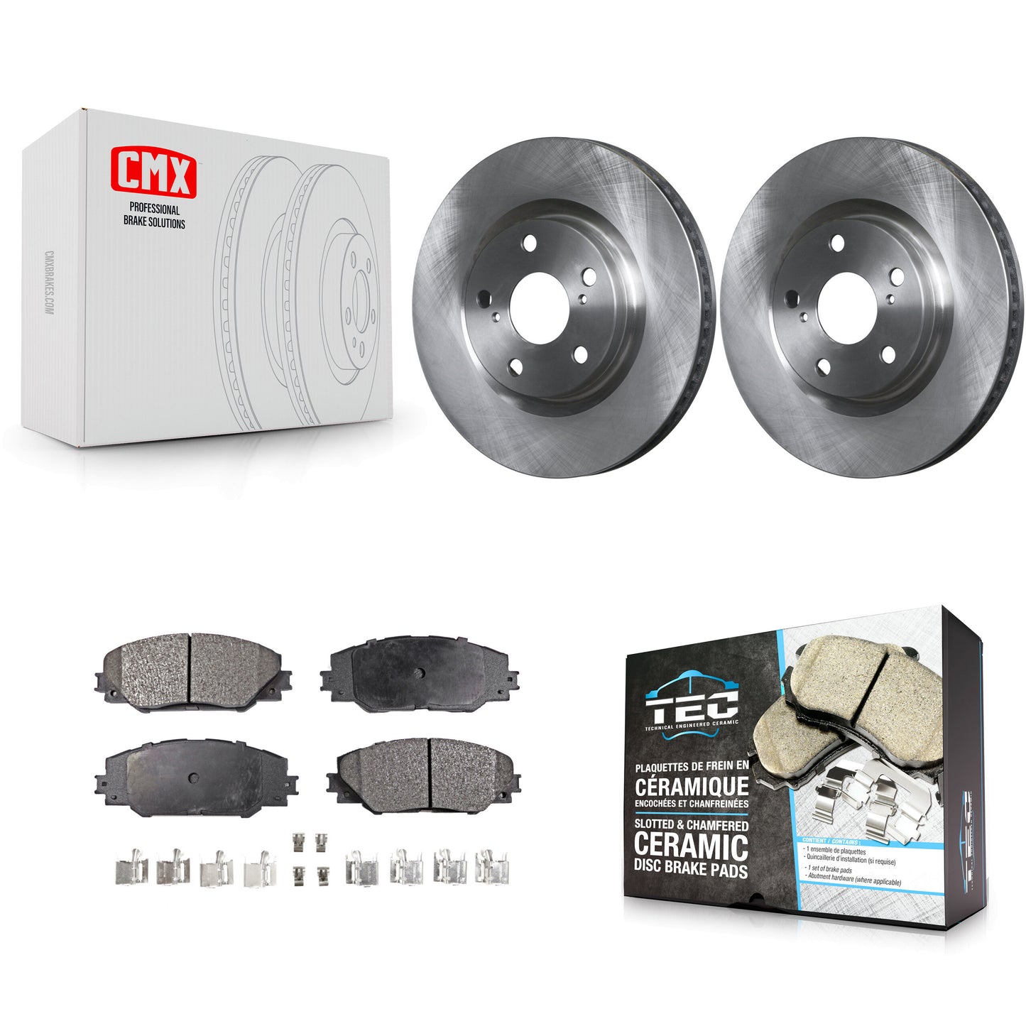 [Avant] Kit de Disque et plaquette (céramique) de frein pour Toyota RAV4 Scion tC Matrix Pontiac Vibe Corolla iM Mirai K8T-100500