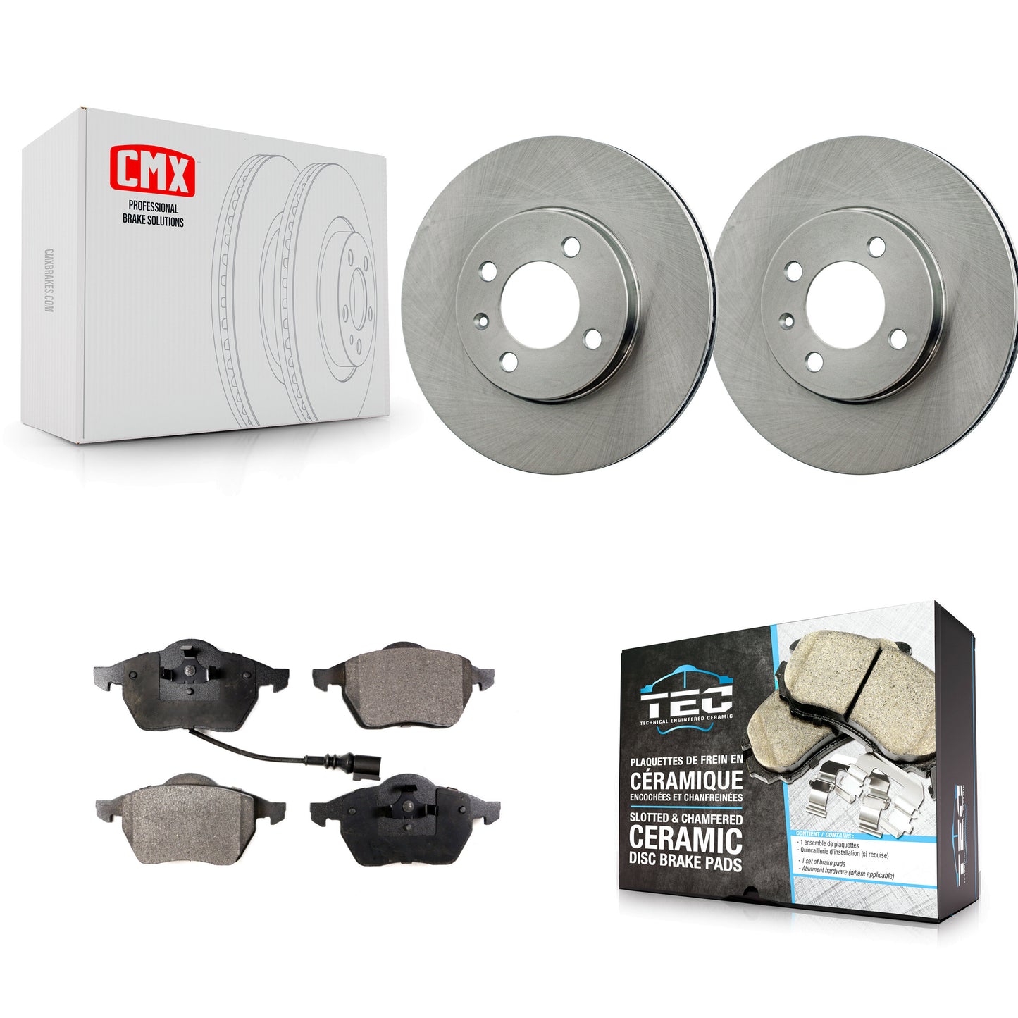 [Avant] Kit de Disque et plaquette (céramique) de frein pour 1996-1998 Volkswagen Jetta 2.8L avec 256mm Diameter Rotor K8T-100695