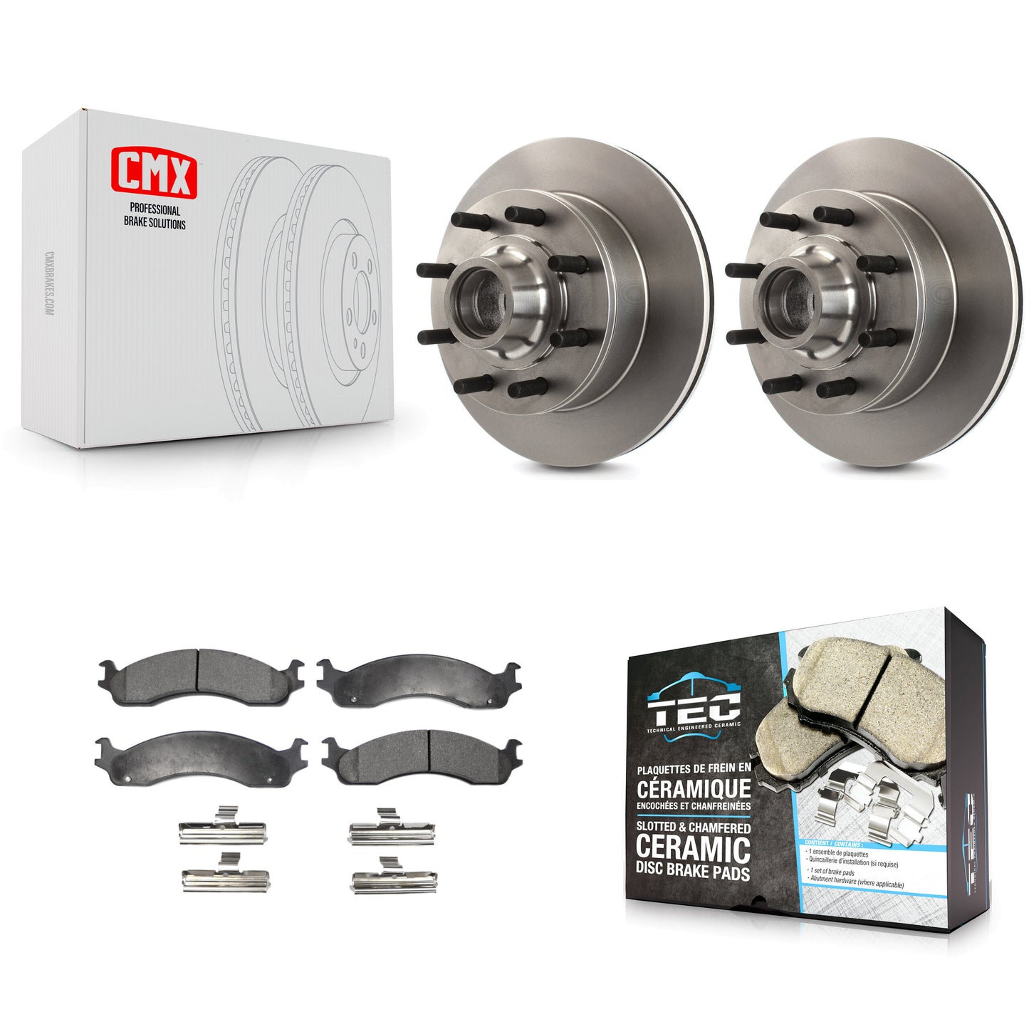 [Avant] Kit de Disque et plaquette (céramique) de frein pour Ford F-350 F-250 E-250 Econoline E-350 Club Wagon Super Duty K8T-100721