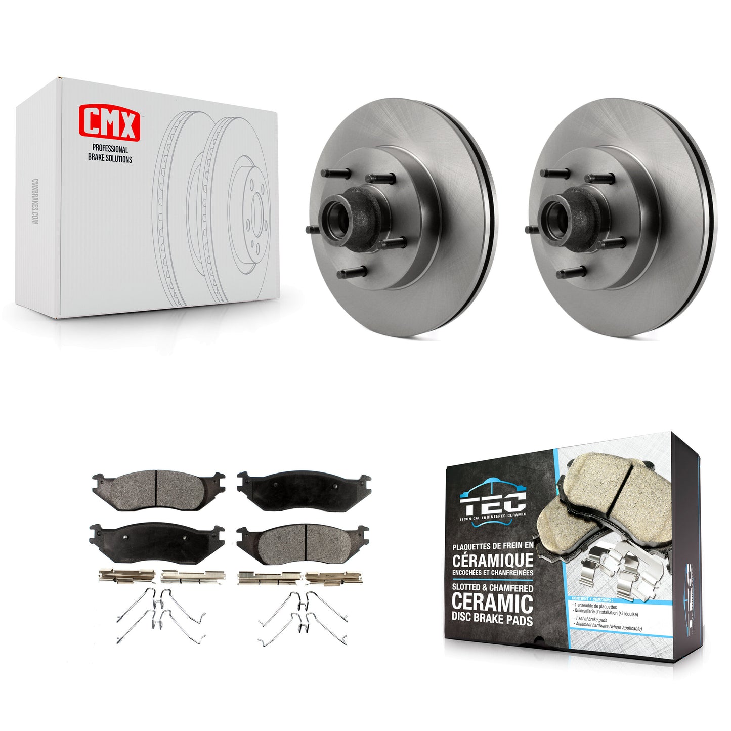 [Avant] Kit de Disque et plaquette (céramique) de frein pour Ford E-150 Club Wagon Econoline K8T-100748