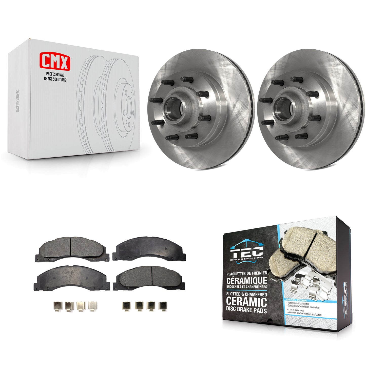 [Avant] Kit de Disque et plaquette (céramique) de frein pour Ford E-350 Super Duty E-250 E-150 E-450 Econoline K8T-100757