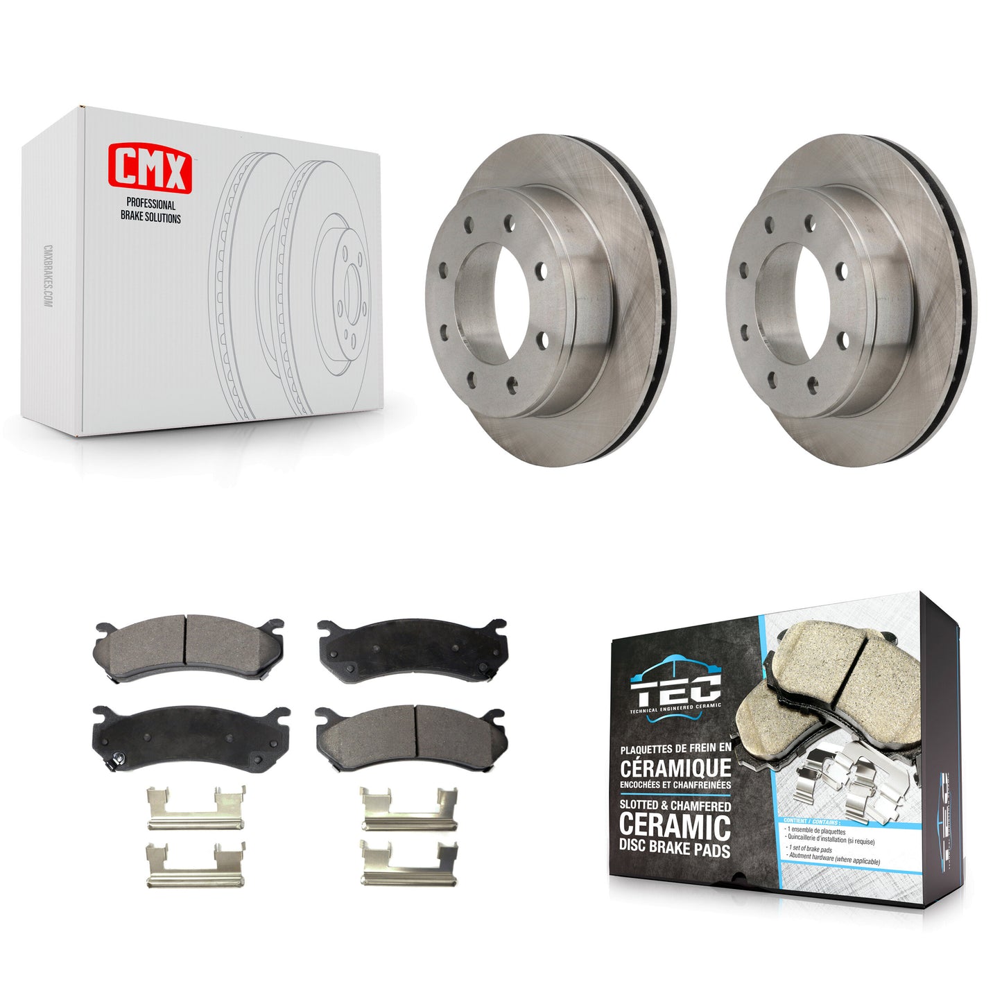 [Arrière] Kit de Disque et plaquette (céramique) de frein pour Chevrolet Silverado 2500 HD GMC Sierra Hummer H2 1500 Suburban Yukon XL Avalanche Classic K8T-101631