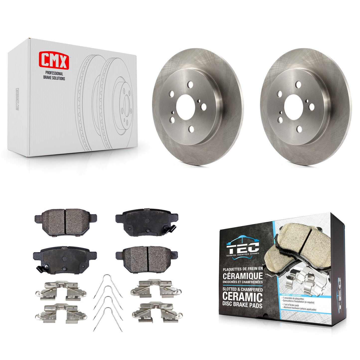 [Arrière] Kit de Disque et plaquette (céramique) de frein pour Toyota Corolla Prius Matrix Prime Pontiac Vibe Lexus CT200h Plug-In K8T-101669