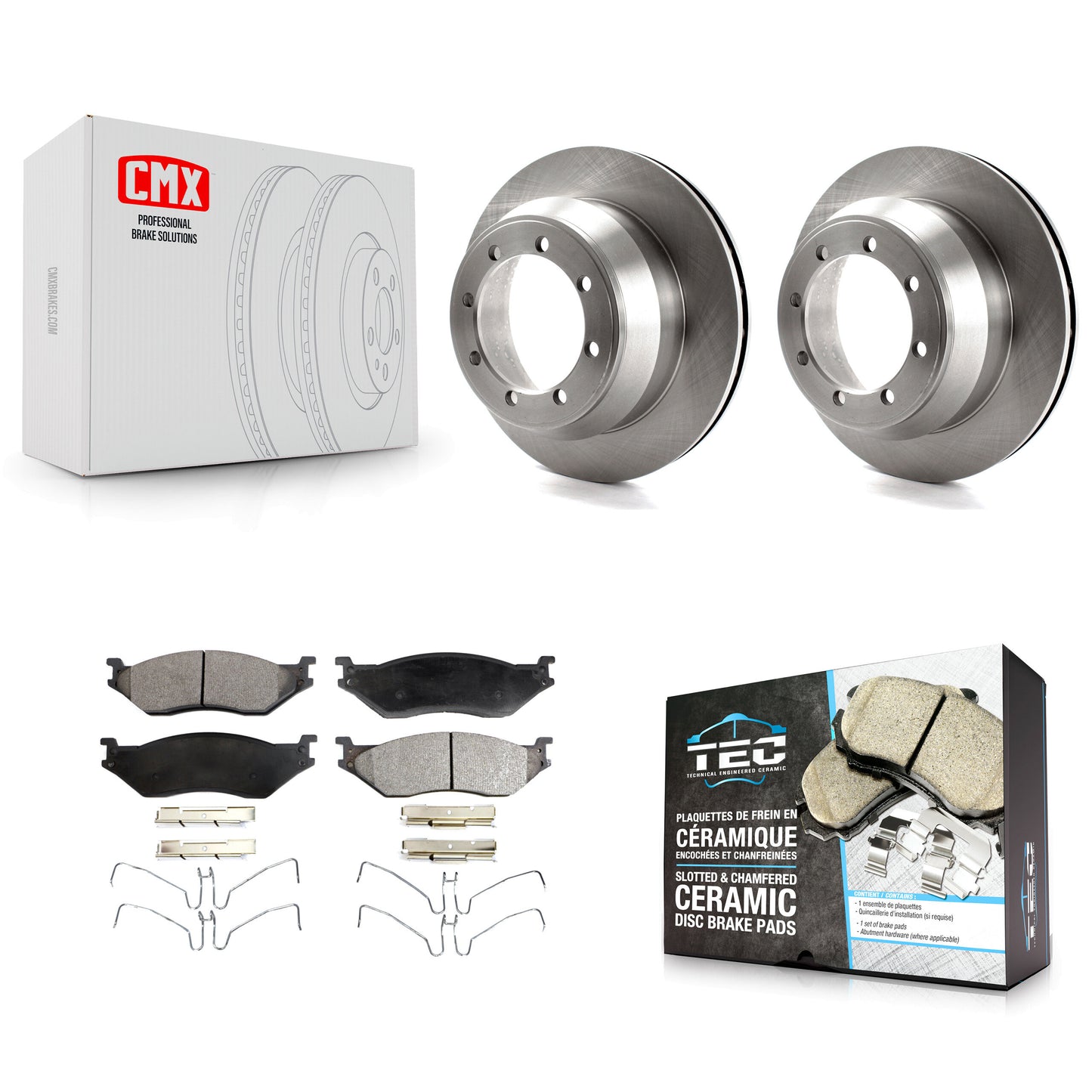 [Arrière] Kit de Disque et plaquette (céramique) de frein pour 2003 Ford F-550 Super Duty avec 8 Lug Wheels K8T-101707