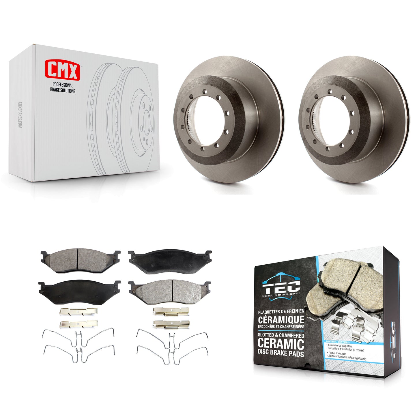 [Arrière] Kit de Disque et plaquette (céramique) de frein pour Ford F-59 Commercial Stripped Chassis F-450 Super Duty F-550 F-53 Motorhome K8T-101723