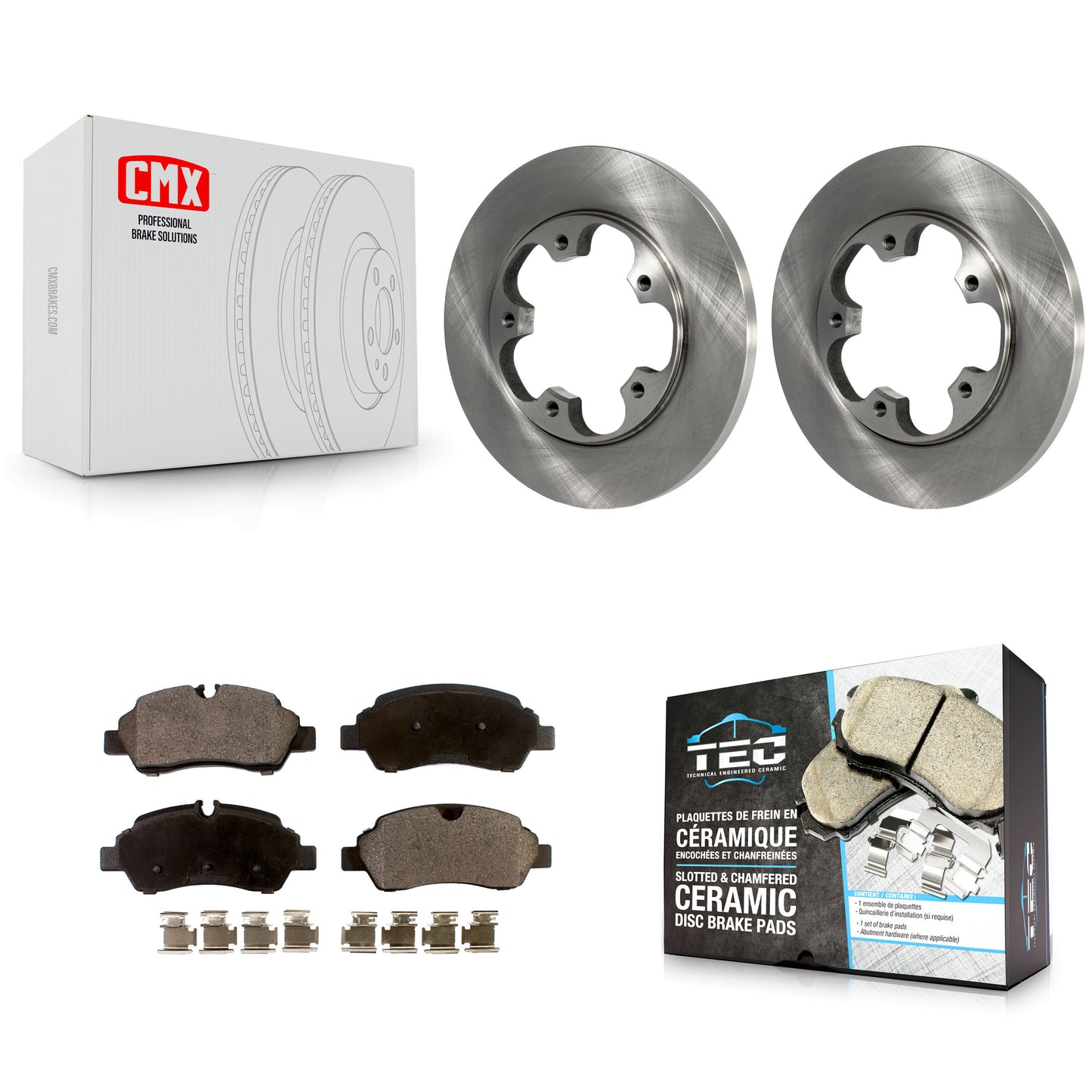 [Arrière] Kit de Disque et plaquette (céramique) de frein pour Ford Transit-250 Transit-350 Transit-150 HD avec 5 Lug Wheels K8T-101758