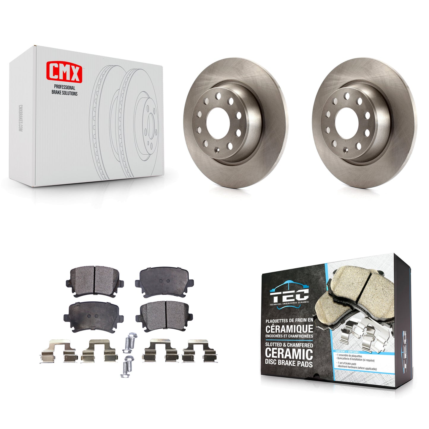 [Arrière] Kit de Disque et plaquette (céramique) de frein pour Volkswagen Tiguan CC Jetta Audi Passat GTI A3 Eos Q3 Limited Quattro K8T-102040