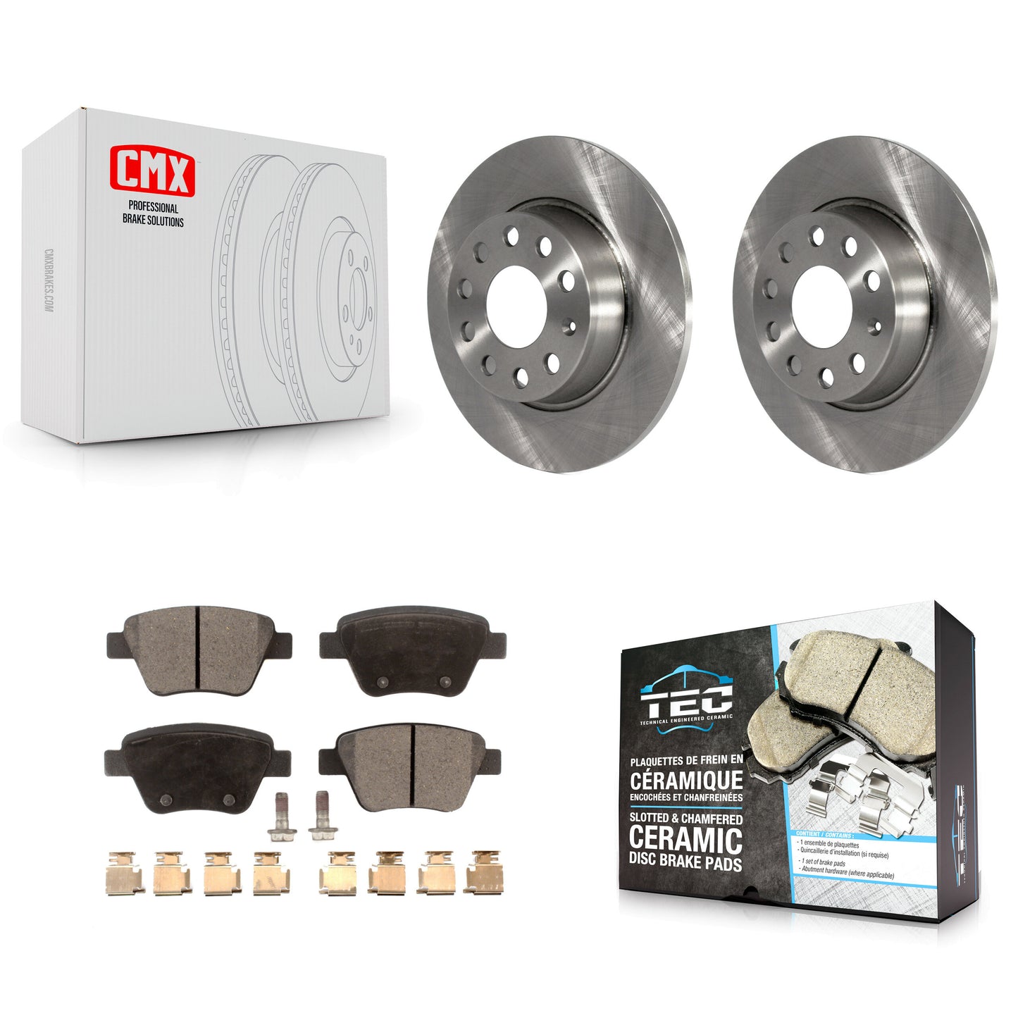 [Arrière] Kit de Disque et plaquette (céramique) de frein pour Volkswagen Jetta Passat Beetle Golf GTI Eos Audi A3 Quattro K8T-102042