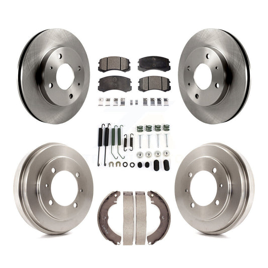 [Avant + Arrière] Kit de Disque et plaquette (céramique) de frein pour 2007 Mitsubishi Lancer LS Diamond avec 15" Factory Wheels K8T-102811