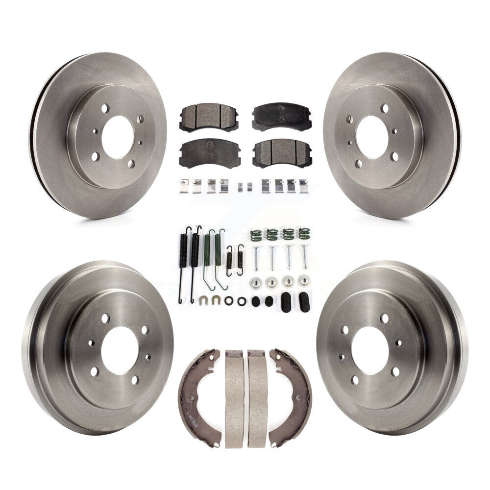 [Avant + Arrière] Kit de Disque et plaquette (céramique) de frein pour 2007 Mitsubishi Lancer LS Diamond avec 14" Factory Wheels K8T-102819