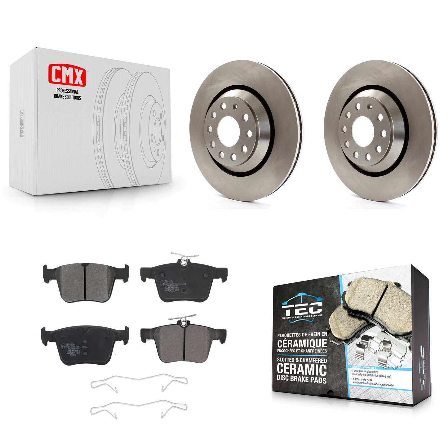[Arrière] Kit de Disque et plaquette (céramique) de frein pour Volkswagen Atlas Audi Golf R S3 Q3 A3 Arteon TTS Quattro Cross Sport K8T-102981