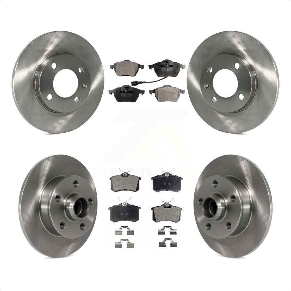 [Avant + Arrière] Kit de Disque et plaquette (céramique) de frein pour 1996-1997 Volkswagen Jetta 2.8L avec 239mm Diameter Rotor K8T-103471 par Transit Auto