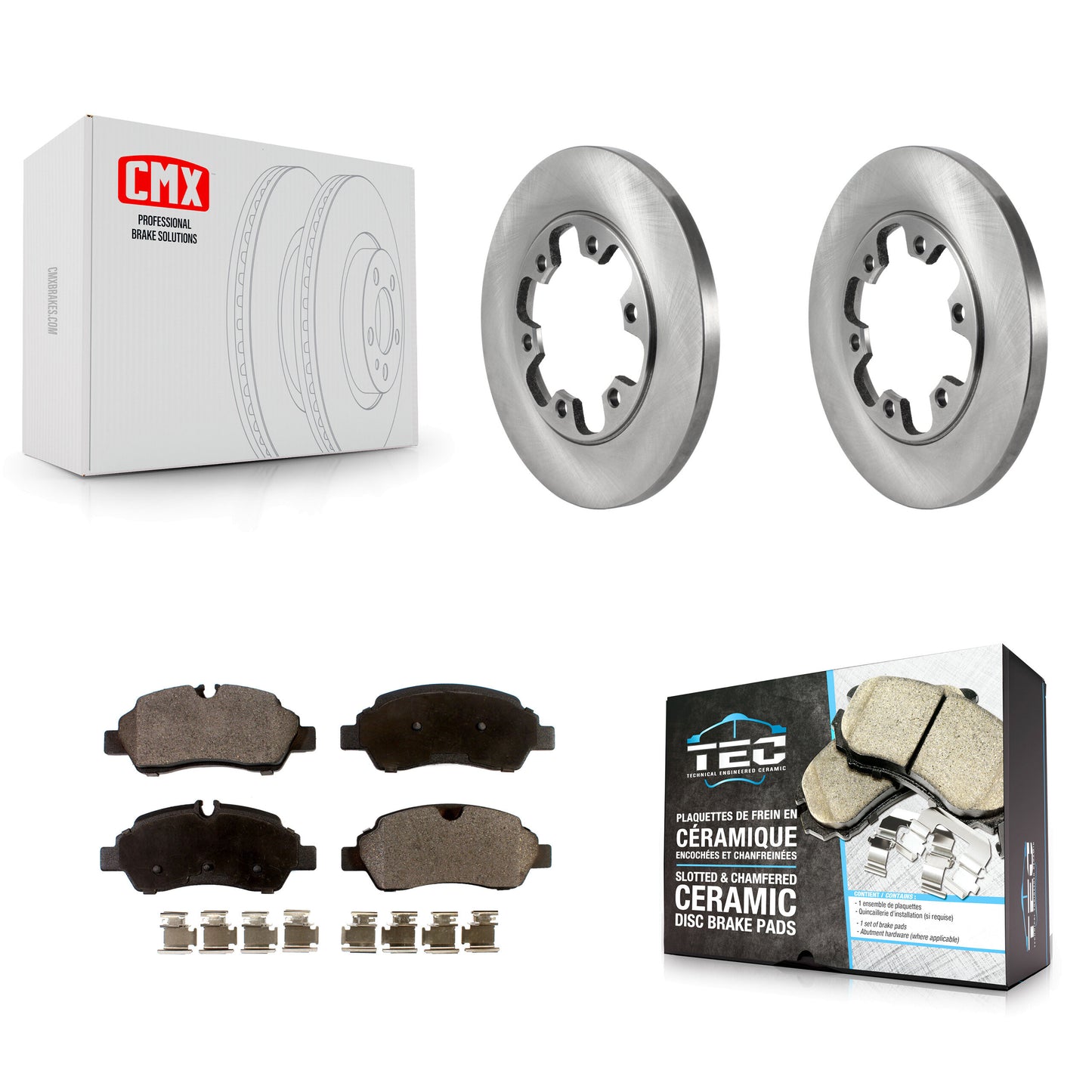 [Arrière] Kit de Disque et plaquette (céramique) de frein pour 2015-2019 Ford Transit-350 HD avec 6 Lug Wheels K8T-103902