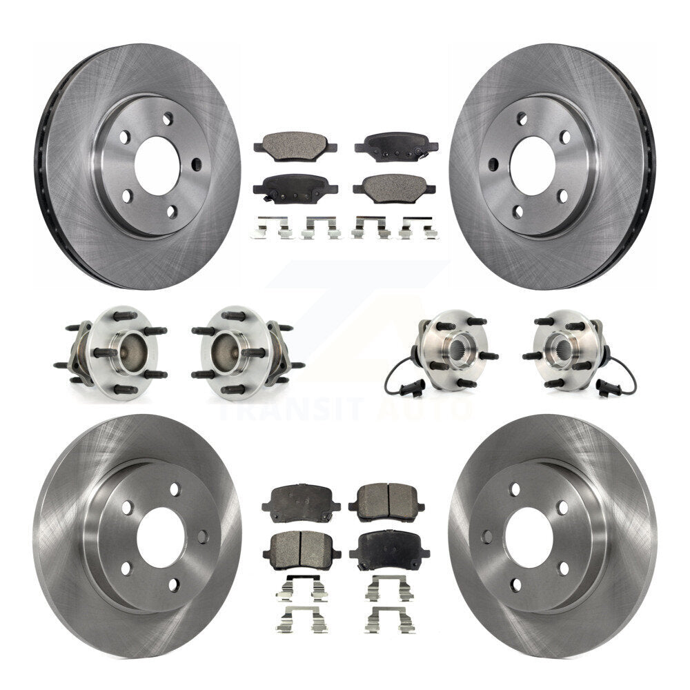 [Avant + Arrière] Kit d'ensemble roulement de roue et moyeu pour 2004-2005 Chevrolet Malibu Drum rear brakes avec 4-Wheel ABS avec 276mm Diameter Rotor KBB-108811