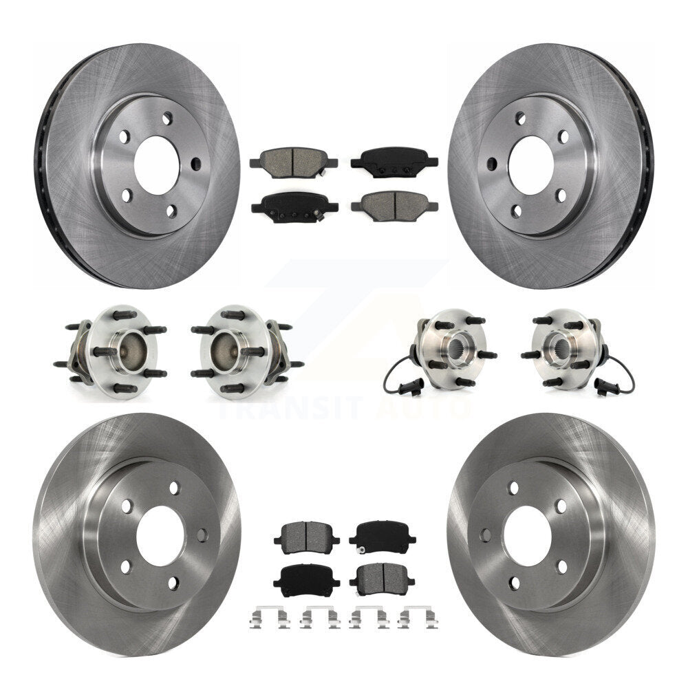 [Avant + Arrière] Kit d'ensemble roulement de roue et moyeu pour 2004-2005 Chevrolet Malibu Drum rear brakes avec 4-Wheel ABS avec 276mm Diameter Rotor KBB-109532