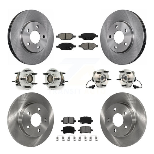 [Avant + Arrière] Kit d'ensemble roulement de roue et moyeu pour 2004-2005 Chevrolet Malibu Drum rear brakes avec 4-Wheel ABS avec 276mm Diameter Rotor KBB-109532