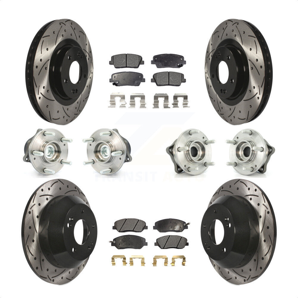 [Avant + Arrière] Kit d'ensemble roulement de roue et moyeu pour 2013-2014 Hyundai Santa Fe FWD avec 3.3L avec ABS Brakes KBB-110766 par Transit Auto