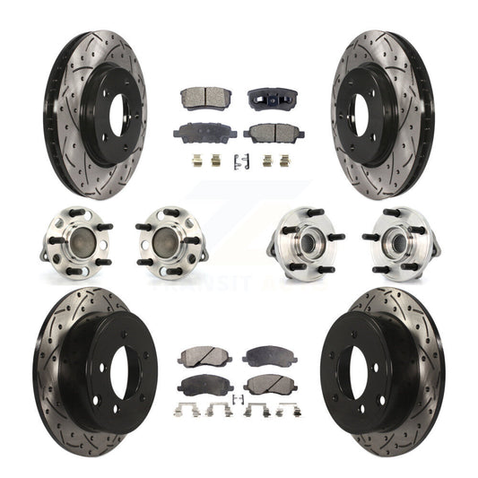 [Avant + Arrière] Kit d'ensemble roulement de roue et moyeu pour 2009 Dodge Caliber SXT avec Drum rear brakes 4-Wheel ABS KBB-110773