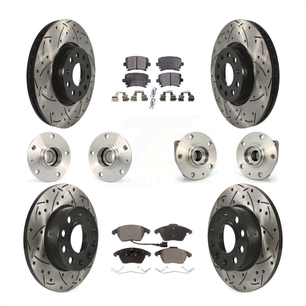 [Avant + Arrière] Kit d'ensemble roulement de roue et moyeu pour 2008 Audi A3 FWD From Chassis VIN #8P8057779 KBB-110782 par Transit Auto