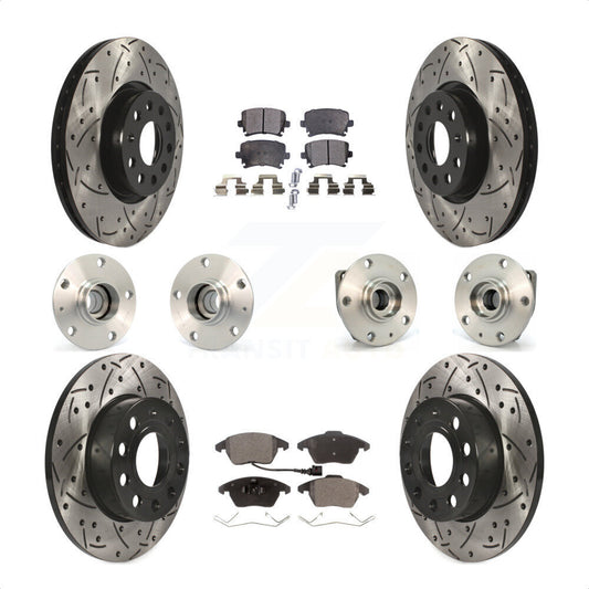 [Avant + Arrière] Kit d'ensemble roulement de roue et moyeu pour 2008 Audi A3 FWD From Chassis VIN #8P8057779 KBB-110782 par Transit Auto