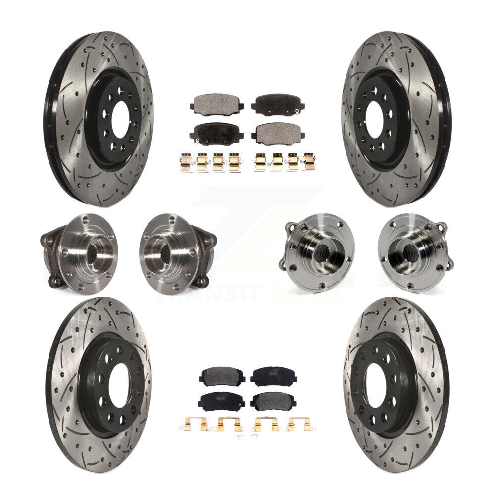 [Avant + Arrière] Kit d'ensemble roulement de roue et moyeu pour 2015-2017 Chrysler 200 AWD avec 330mm Diameter Rotor KBB-110854