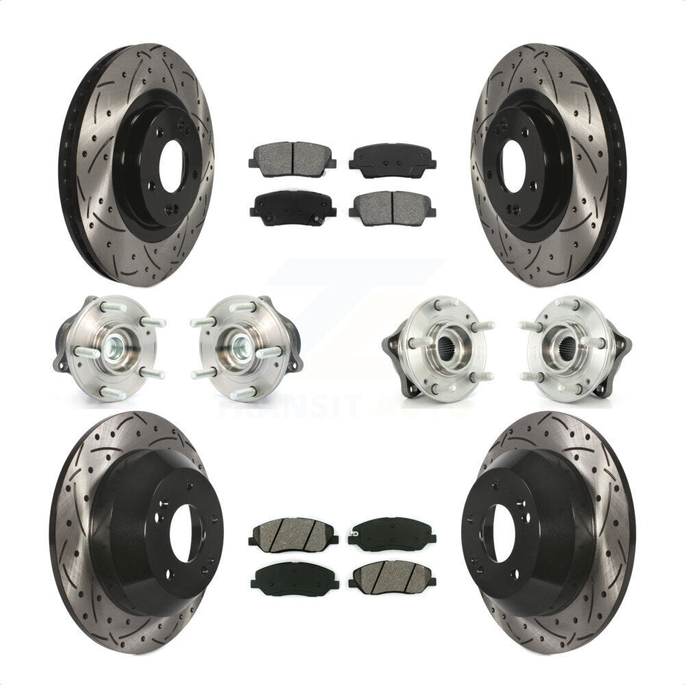 [Avant + Arrière] Kit d'ensemble roulement de roue et moyeu pour 2013-2014 Hyundai Santa Fe FWD avec 3.3L avec ABS Brakes KBB-110986 par Transit Auto
