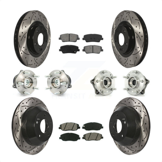 [Avant + Arrière] Kit d'ensemble roulement de roue et moyeu pour 2013-2014 Hyundai Santa Fe FWD avec 3.3L avec ABS Brakes KBB-110986 par Transit Auto