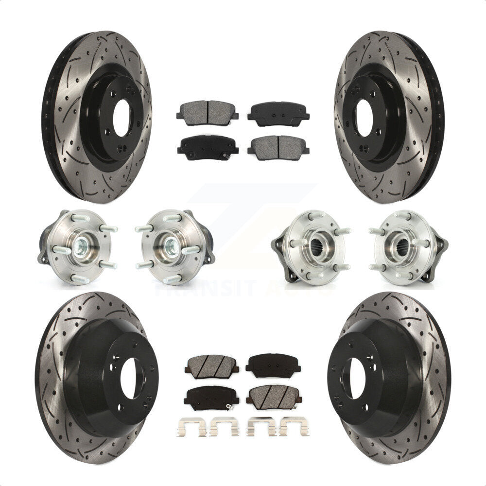 [Avant + Arrière] Kit d'ensemble roulement de roue et moyeu pour 2013-2014 Hyundai Santa Fe Sport FWD avec 2.4L 2.0L KBB-110987 par Transit Auto