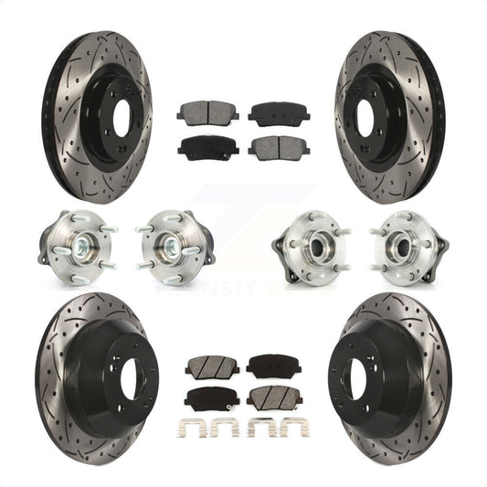 [Avant + Arrière] Kit d'ensemble roulement de roue et moyeu pour 2013-2014 Hyundai Santa Fe Sport FWD avec 2.4L 2.0L KBB-110987 par Transit Auto