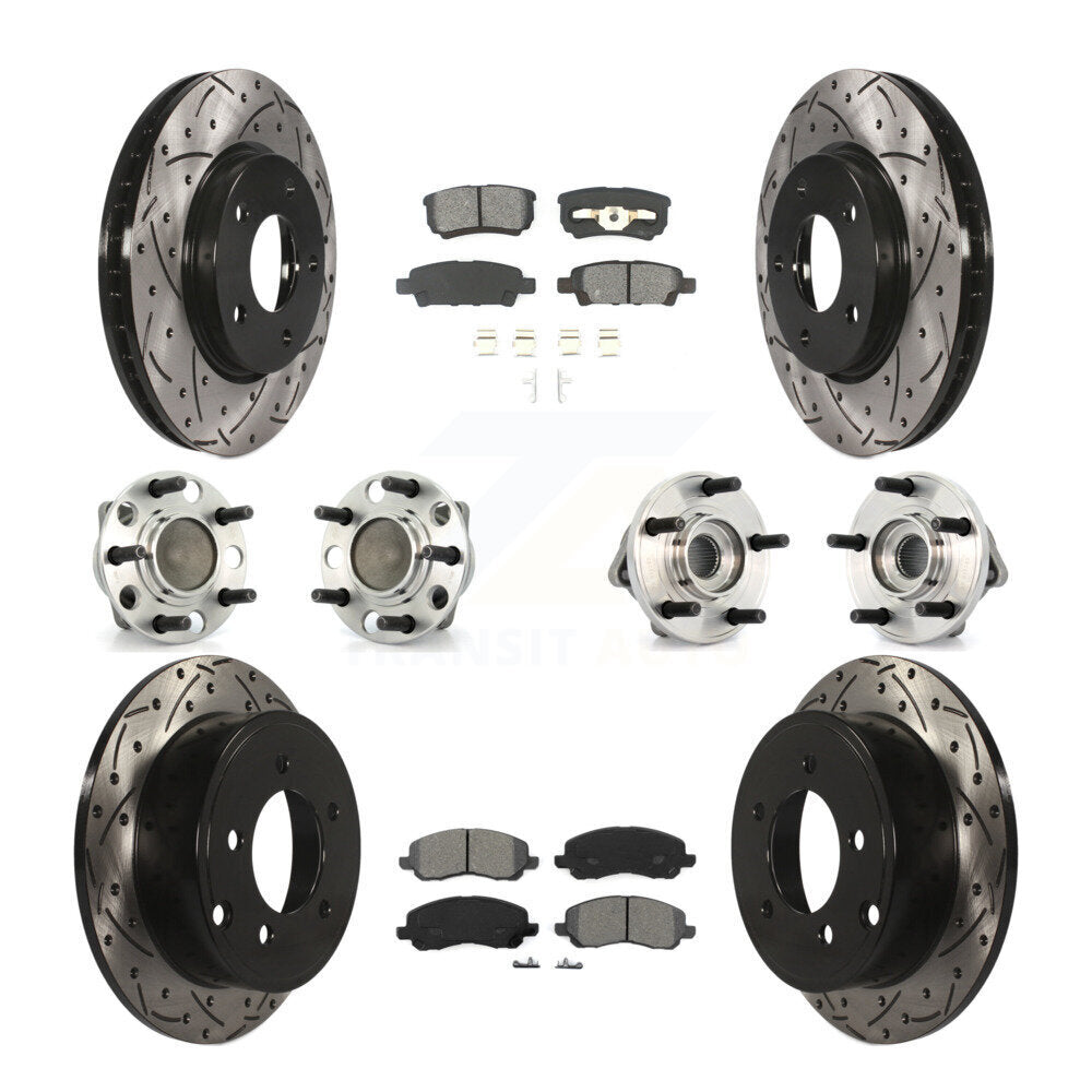[Avant + Arrière] Kit d'ensemble roulement de roue et moyeu pour 2009 Dodge Caliber SXT avec Drum rear brakes Non-ABS KBB-110990