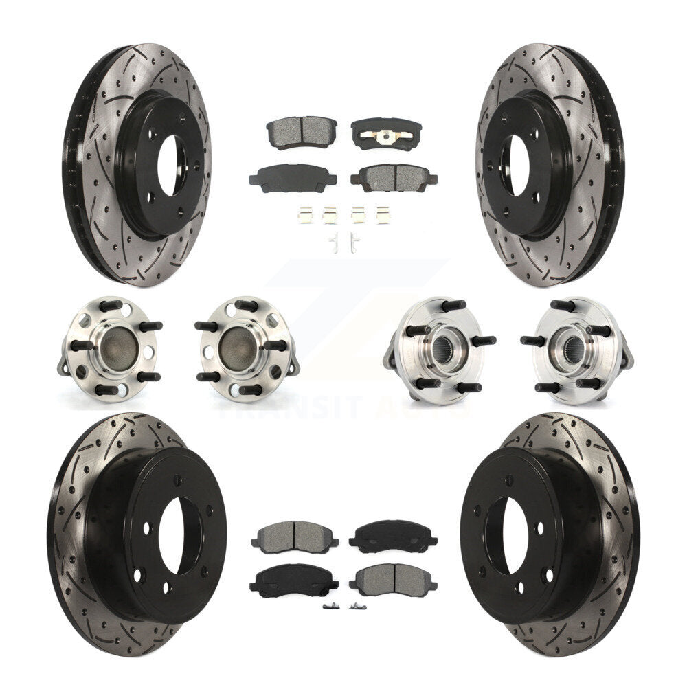 [Avant + Arrière] Kit d'ensemble roulement de roue et moyeu pour 2009 Dodge Caliber SXT avec Drum rear brakes 4-Wheel ABS KBB-110993