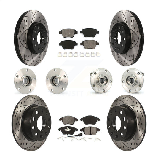 [Avant + Arrière] Kit d'ensemble roulement de roue et moyeu pour 2013 Volkswagen Beetle 2.5L avec 253mm Diameter Rotor KBB-111000 par Transit Auto