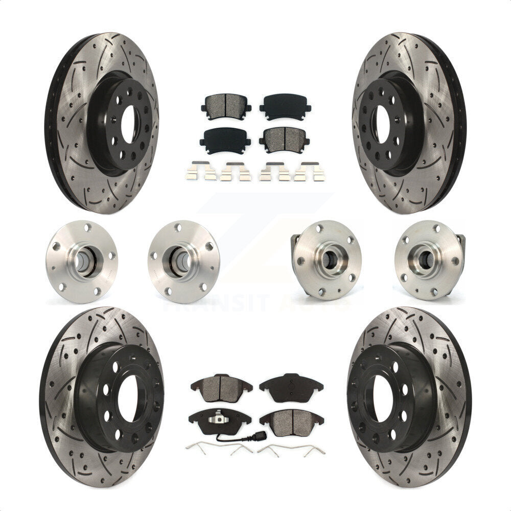 [Avant + Arrière] Kit d'ensemble roulement de roue et moyeu pour 2008 Audi A3 FWD From Chassis VIN #8P8057779 KBB-111002 par Transit Auto