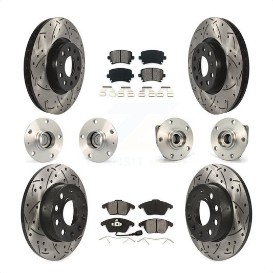 [Avant + Arrière] Kit d'ensemble roulement de roue et moyeu pour 2008 Audi A3 FWD From Chassis VIN #8P8057779 KBB-111002 par Transit Auto