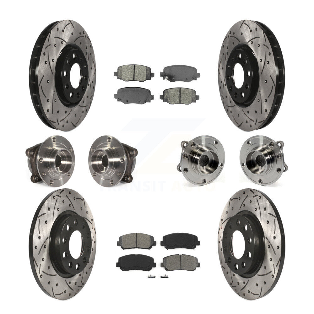 [Avant + Arrière] Kit d'ensemble roulement de roue et moyeu pour 2015-2017 Chrysler 200 AWD avec 305mm Diameter Rotor KBB-111078
