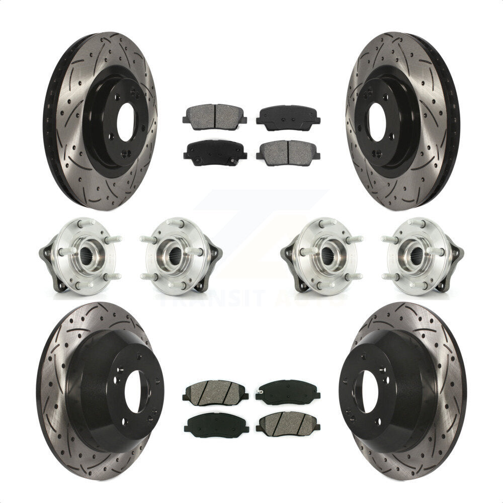 [Avant + Arrière] Kit d'ensemble roulement de roue et moyeu pour 2013-2014 Hyundai Santa Fe AWD avec 3.3L avec ABS Brakes KBB-111112 par Transit Auto