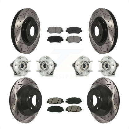 [Avant + Arrière] Kit d'ensemble roulement de roue et moyeu pour 2013-2014 Hyundai Santa Fe AWD avec 3.3L avec ABS Brakes KBB-111112 par Transit Auto