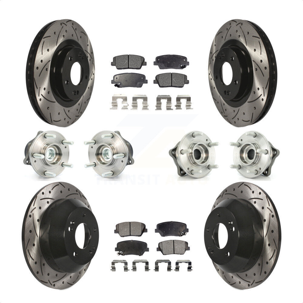 [Avant + Arrière] Kit d'ensemble roulement de roue et moyeu pour 2013-2014 Hyundai Santa Fe Sport FWD avec 2.4L 2.0L KBB-111206 par Transit Auto