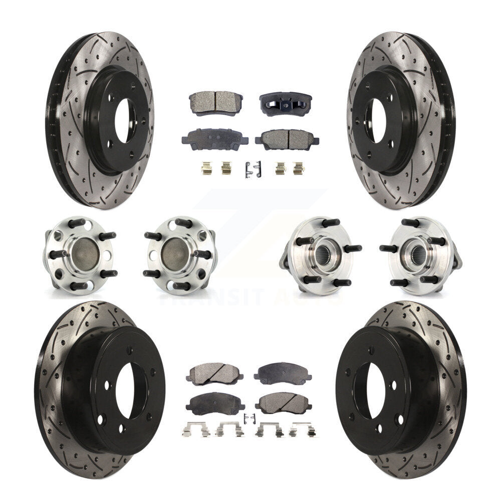 [Avant + Arrière] Kit d'ensemble roulement de roue et moyeu pour 2009 Dodge Caliber SXT avec Drum rear brakes Non-ABS KBB-111209