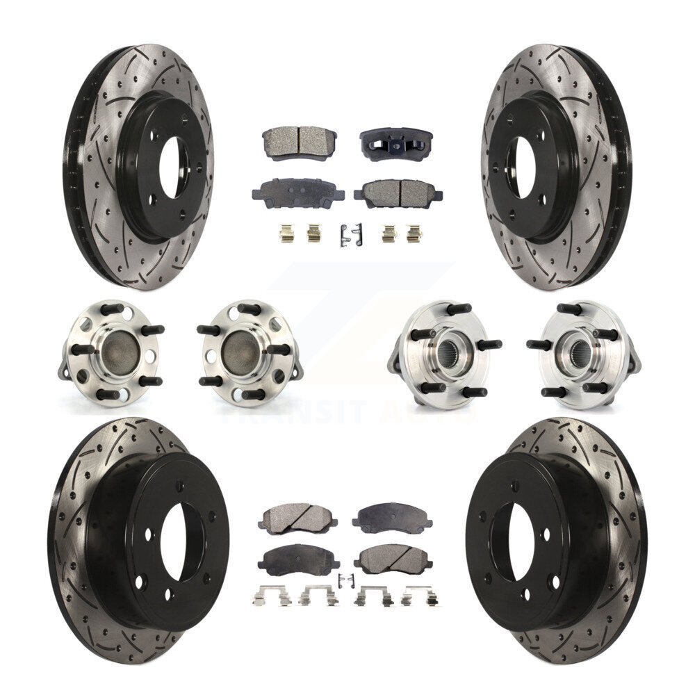 [Avant + Arrière] Kit d'ensemble roulement de roue et moyeu pour 2009 Dodge Caliber SXT avec Drum rear brakes 4-Wheel ABS KBB-111212